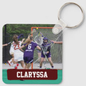 Maroon Lacrosse Blokken van Stokken en Ballen Sleutelhanger (Achterkant)