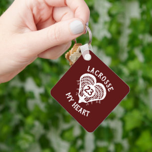 Maroon Lacrosse My Heart Photo Sleutelhanger