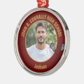 Maroon Lacrosse Player Photo High School Christmas Metalen Ornament (Links)