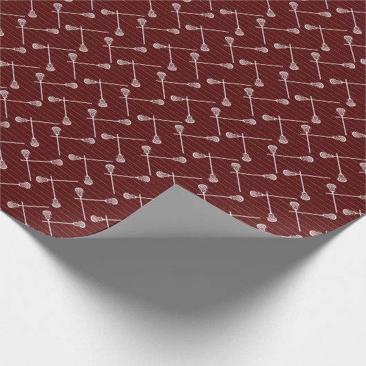 Maroon Lacrosse White Sticks gepatterd Cadeaupapier (Hoek)