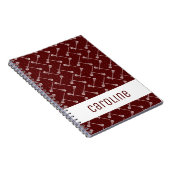 Maroon Lacrosse White Sticks gepatterd Notitieboek (Rechterzijde)