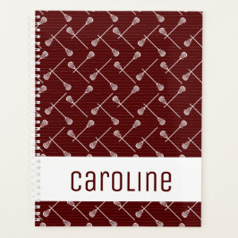 Maroon Lacrosse White Sticks gepatterd Planner