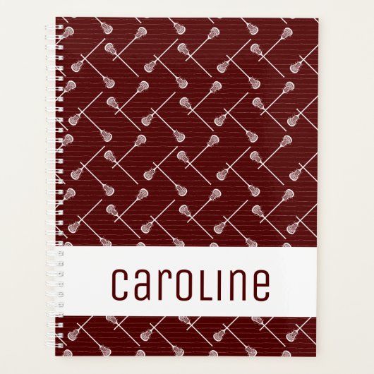 Maroon Lacrosse White Sticks gepatterd Planner (Voorkant)