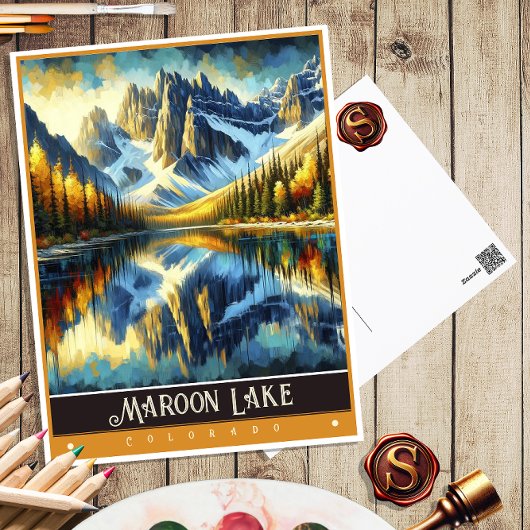 Maroon Lake, Colorado |  schilderij Briefkaart