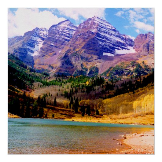 Maroon Lake en de Maroon Bells in de herfst Poster (Voorkant)
