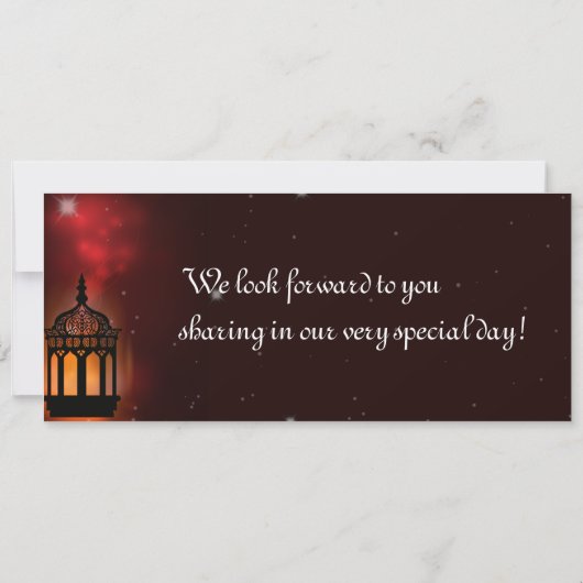 Maroon Lantern Boarding Pass Wedding Invitation Kaart (Achterkant)