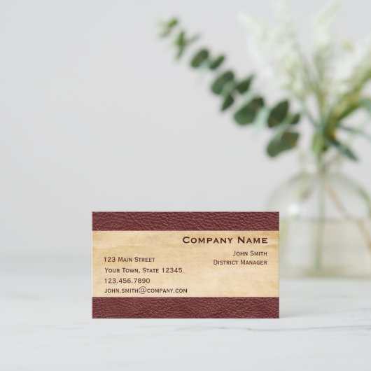 Maroon Leather Let Border Visitekaartje (Staand voorkant)