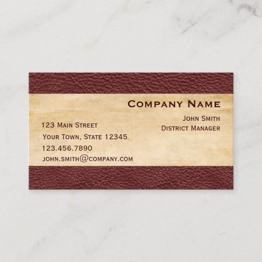 Maroon Leather Let Border Visitekaartje (Voorkant)