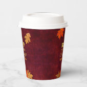 Maroon Leaves Eet Drink en wees dankbaar Papieren Bekers (Links)