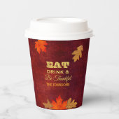 Maroon Leaves Eet Drink en wees dankbaar Papieren Bekers (Voorkant)