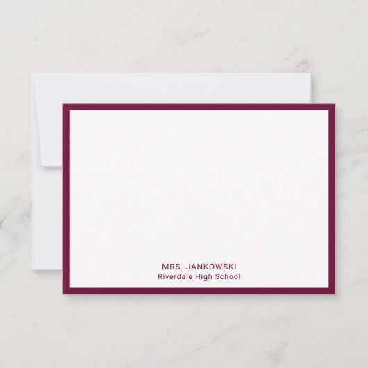 Maroon-leraar leraar Dank je Kaart (Voorkant)