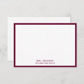 Maroon-leraar leraar Dank je Kaart (Voorkant / Achterkant)