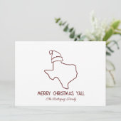Maroon Lijn Kunst Kerstman Texas Kerstkaart (Staand voorkant)