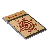 Maroon Lone Star Quilt Design Notitieboek (Rechterzijde)