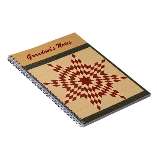 Maroon Lone Star Quilt Design Notitieboek (Rechterzijde)