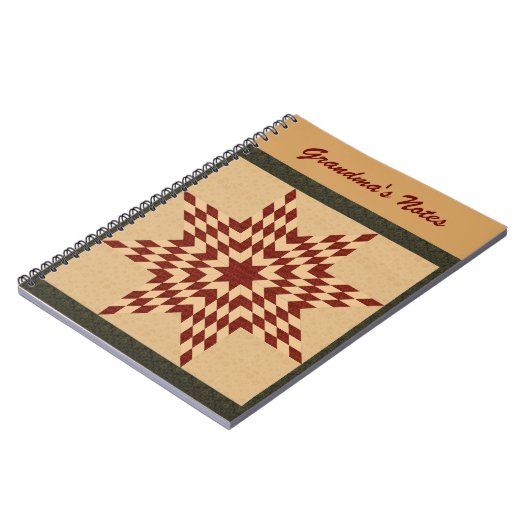 Maroon Lone Star Quilt Design Notitieboek (Linkerzijde)