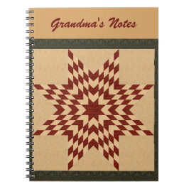 Maroon Lone Star Quilt Ontwerp Notitieboek