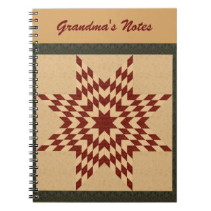 Maroon Lone Star Quilt Ontwerp Notitieboek