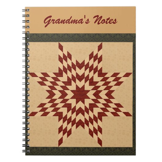 Maroon Lone Star Quilt Ontwerp Notitieboek (Voorkant)