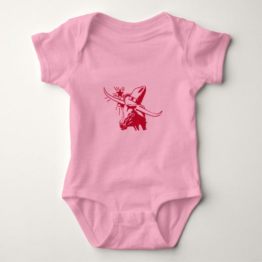 Maroon Longhorn Steer met Cowboy Pet Romper (Voorkant)