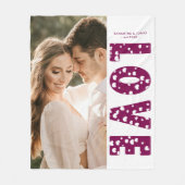 Maroon Love Hearts Couples Foto Valentijns Fleece Deken (Voorkant)