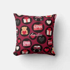 Maroon Love Pattern Kussen