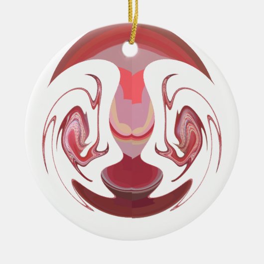 Maroon Majesty: Rustic Radiance getextureerd Afrik Keramisch Ornament (Voorkant)