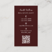 Maroon makelaar met profielfoto visitekaartje (Achterkant)