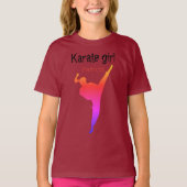 Maroon Martial Arts Karate Girl Silhouette Modern T-shirt (Voorkant)