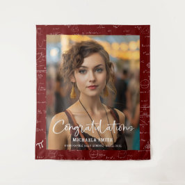 Maroon Math Congratulations Photo Graduation Wandkleed