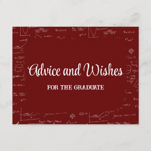 Maroon Math Graduation Party Advice for Graduate Informatiekaartje (Voorkant)