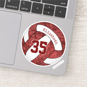 maroon meisjes volleybal team kleuren naam nummer sticker