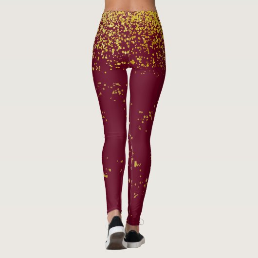 Maroon met Gold Accent-Leggings Leggings (Achterkant)