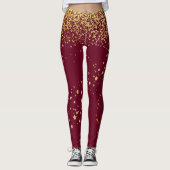 Maroon met Gold Accent-Leggings Leggings (Voorkant)