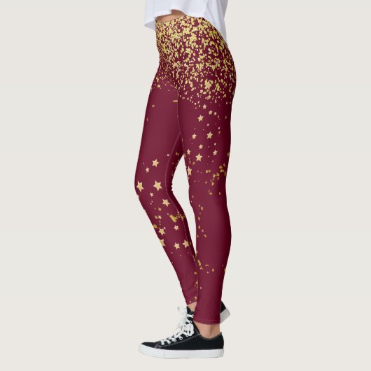 Maroon met Gold Accent-Leggings Leggings (Links)