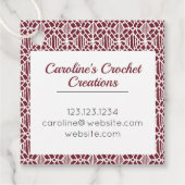 Maroon met White Crochet Lace Pattern Label (Voorkant)