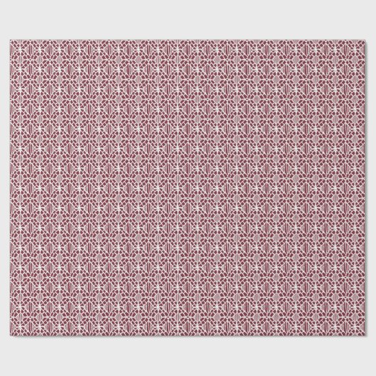 Maroon met wit haakpatroon cadeaupapier (Vlak)