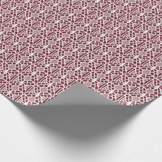Maroon met wit haakpatroon cadeaupapier (Hoek)