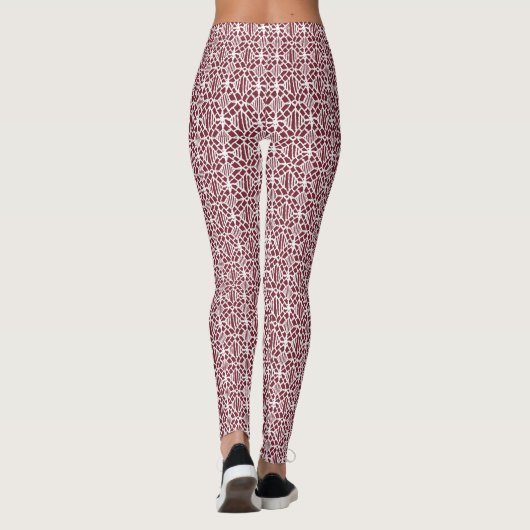 Maroon met wit haakpatroon leggings (Achterkant)