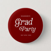 Maroon Minimal Retro Graduation Button (Voorkant)