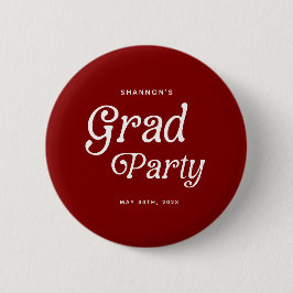 Maroon Minimal Retro Graduation Button