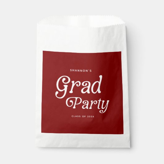 Maroon Minimal Retro Graduation Favor Bag Bedankzakje (Voorkant)