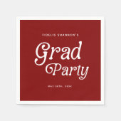 Maroon Minimal Retro Graduation Napkins Servet (Voorkant)