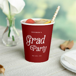 Maroon Minimal Retro Graduation Paper Cups Papieren Bekers