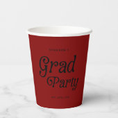 Maroon Minimal Retro Graduation Paper Cups Papieren Bekers (Achterkant)