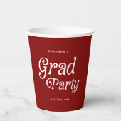 Maroon Minimal Retro Graduation Paper Cups Papieren Bekers (Voorkant)