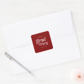 Maroon Minimal Retro Graduation Square Sticker (Envelop)