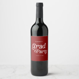 Maroon Minimal Retro Graduation Wine Label Wijn Etiket