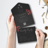 Maroon Minimale Elegante B&W Islamitische Moslim B All In One Uitnodiging