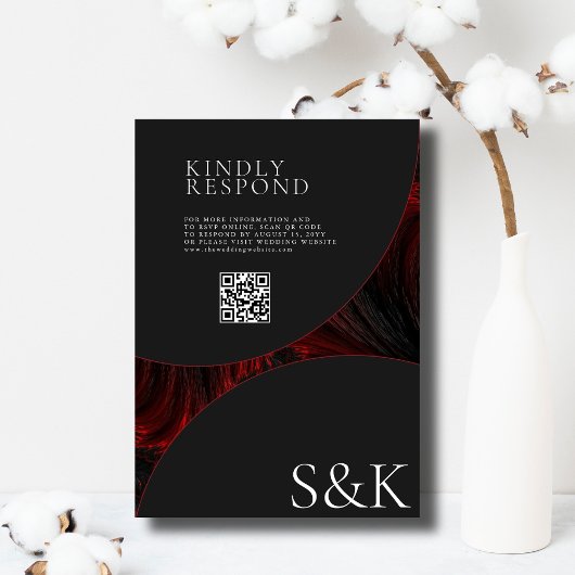 Maroon Minimale Elegante B&W QR Code Islamitische  Kaart